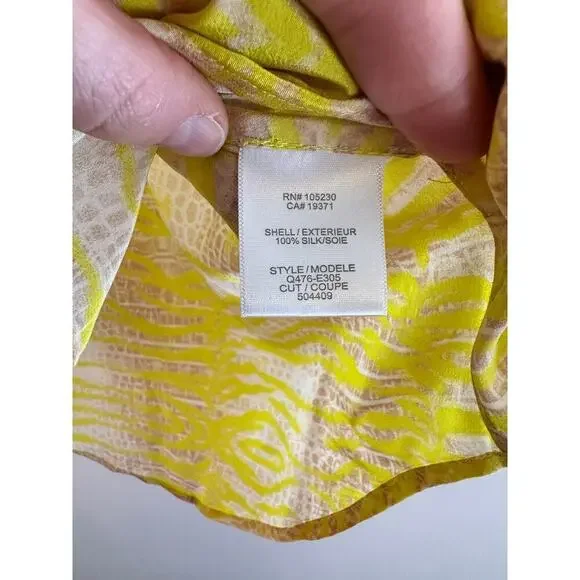 Equipment Femme Womens Riley Yellow Snakeskin Silk Boho Chic Shirt Sleeve XS - Picture 5 of 7